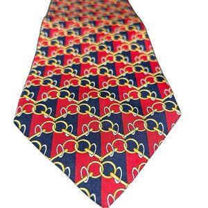 Vintage Paolo Gucci Tie 3.75x59" - Blue/Red/Gold - Italy - 100% Silk